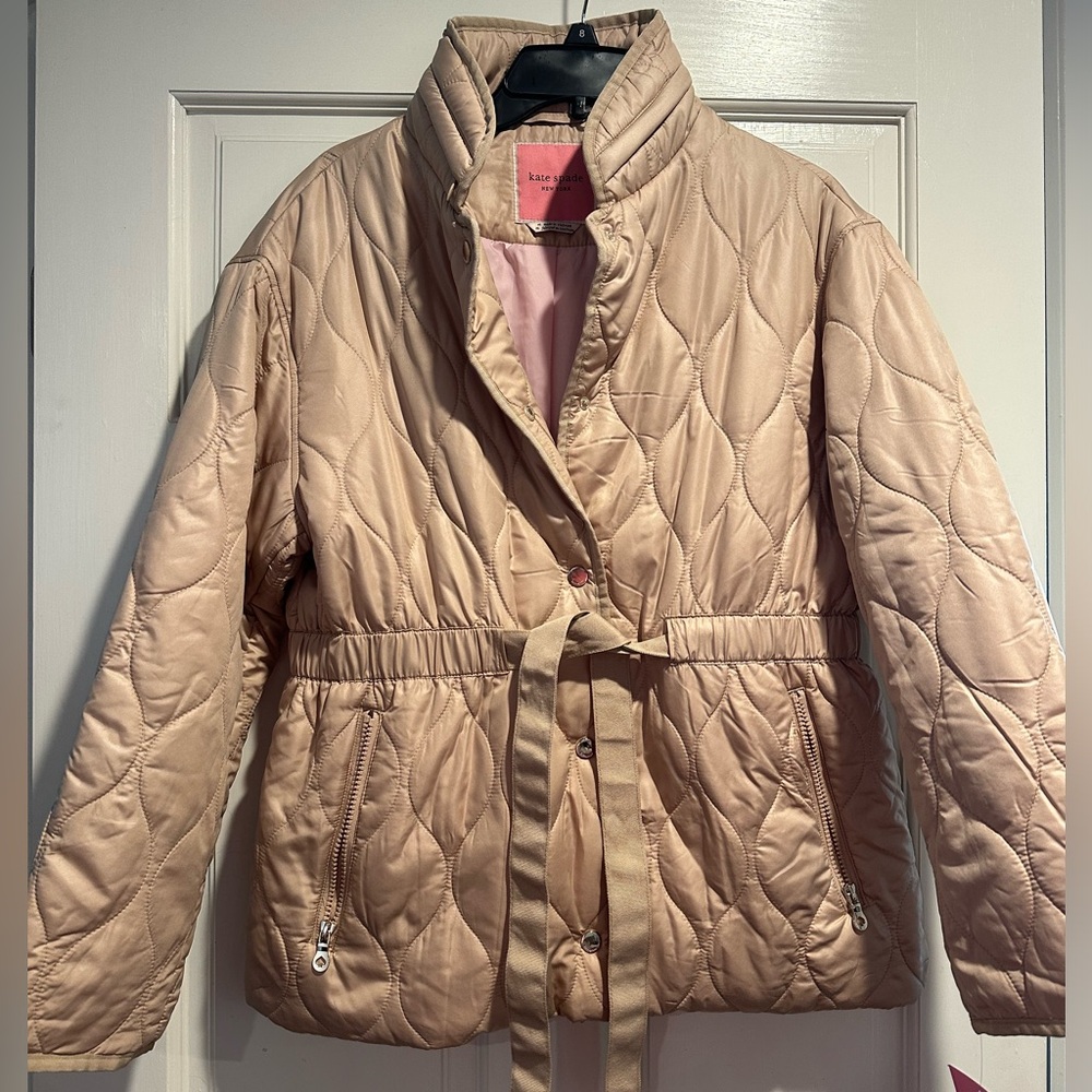 kate spade Khaki with pink interior relaxed short jacket . Size Large